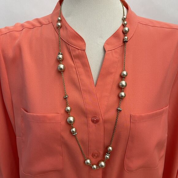 J. Crew Champagne Beads Beaded Gold-tone Chains Women's Fashion Necklace - Picture 1 of 9